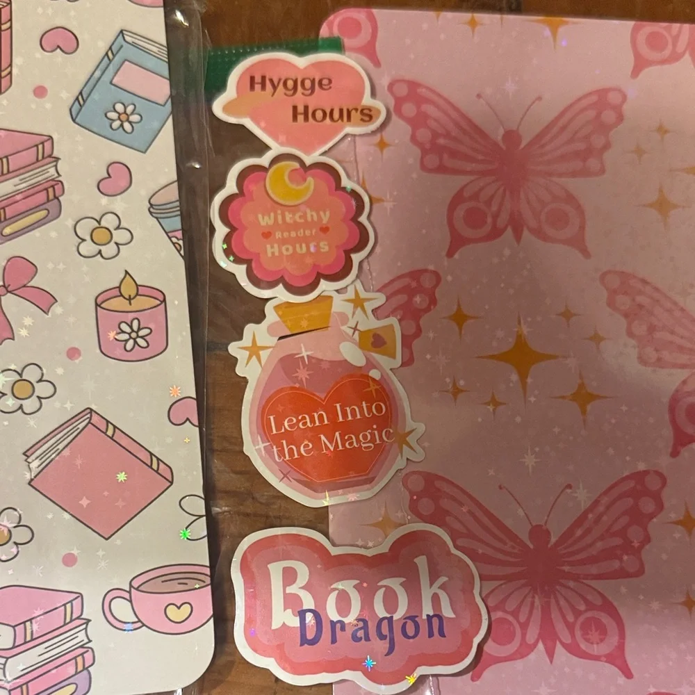 Pink Decorative Kindle/Tablet case inserts - Book & Butterfly Designs (Set)
